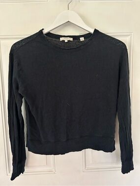 Vince Black Long-Sleeve Crewneck Knit Top